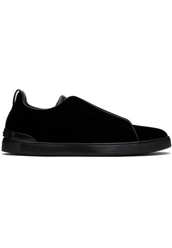 ZEGNA Black Velvet Triple Stitch Sneakers