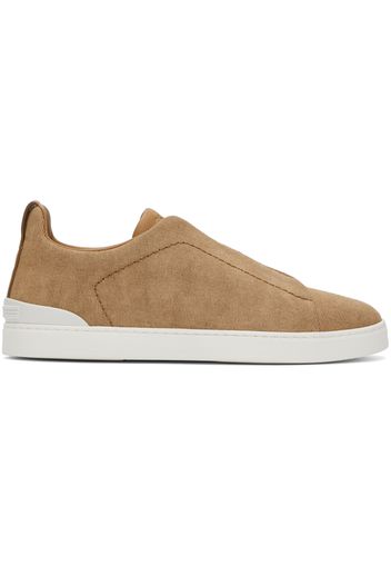 ZEGNA Tan Canvas Triple Stitch Sneakers