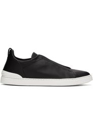 ZEGNA Black Leather Triple Stitch Sneakers