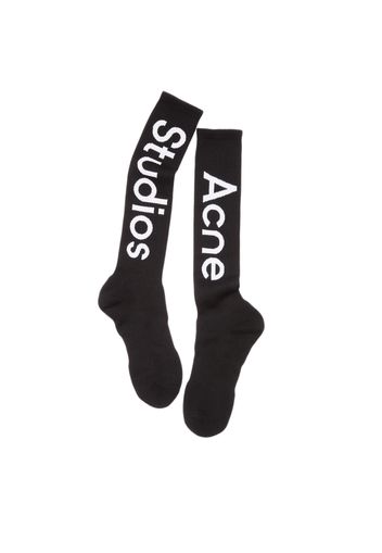 Acne Studios Logo Contrast Knee-High Socks Black