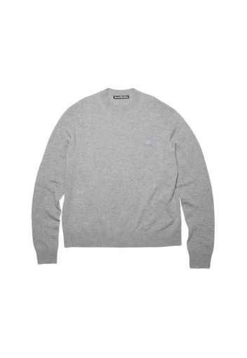 Acne Studios Lightweight Wool Face Patch Crewneck Sweater Grey Melange