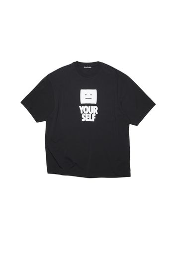 Acne Studios Printed Face Logo Slogan Crewneck T-shirt Black