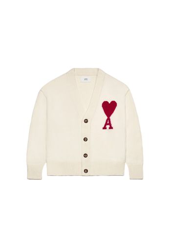 Ami Paris Red Ami De Coeur Cardigan Off-White/Red