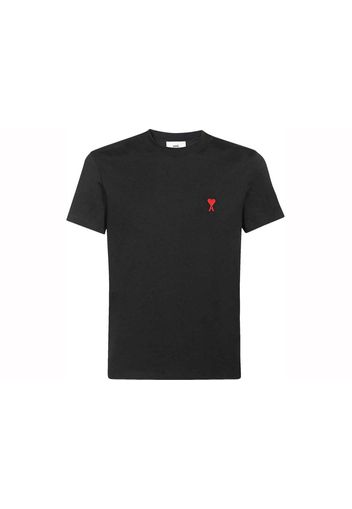 Ami Paris Small Red Ami De Coeur T-shirt Black