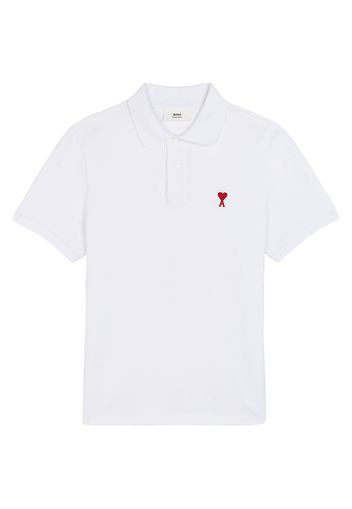 Ami Paris Ami De Coeur Embroidered Polo Shirt White/Red