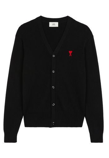 Ami Paris Ami De Coeur Extrafine Merino Wool Cardigan Black/Red