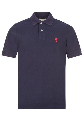 Ami Paris Ami De Coeur Embroidered Polo Shirt Navy/Red