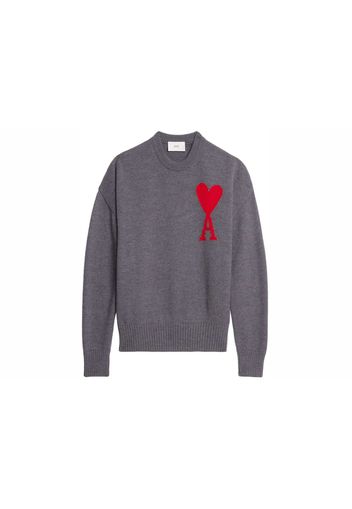 Ami Paris ADC Crewneck Sweater Heather Grey/Red