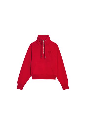 Ami Paris Ami de Coeur Half-Zip Boxy Fit Sweatshirt Red/Red