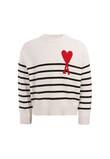 Ami Paris Ami De Coeur Striped Sweater White