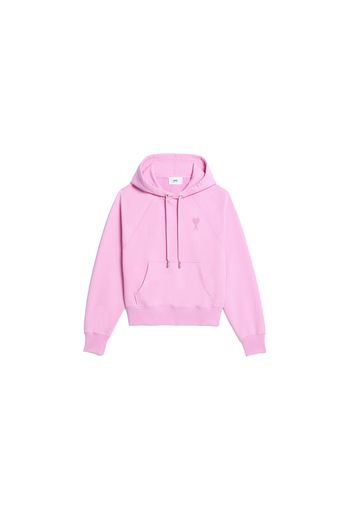 Ami Paris Ami De Coeur Tonal Popover Boxy Fit Hoodie Candy Pink