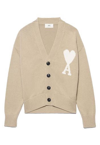 Ami Paris Ami De Coeur Boxy Fit Cardigan Beige/White