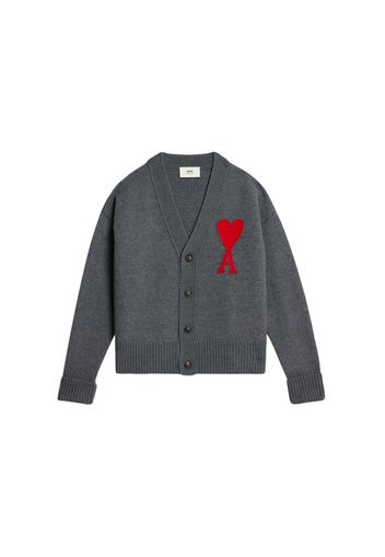 Ami Paris Ami De Coeur Cardigan Dark Grey