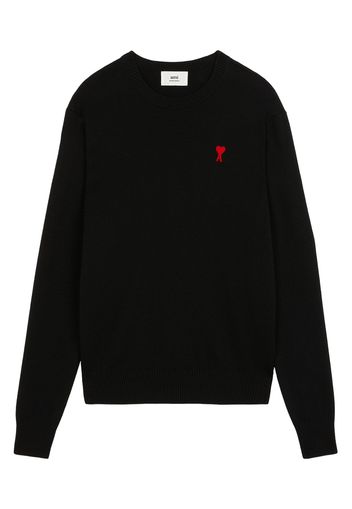 Ami Paris Ami De Coeur Merino Wool Crewneck Sweater Black/Red