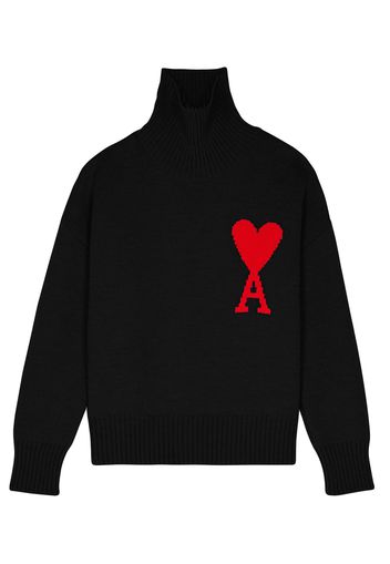 Ami Paris Ami De Coeur Oversize Funnel Neck Sweater Black/Red