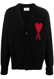 Ami Paris Ami De Coeur Merino Wool Oversize Cardigan Black/Red