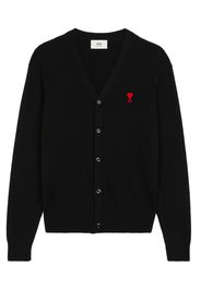 Ami Paris Ami De Coeur Extrafine Merino Wool Cardigan Black/Red