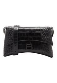 Balenciaga Downtown Shoulder Bag XS Crocodile Embossed Black/Black