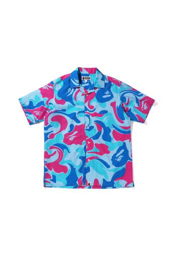 BAPE Marble Camo Open Collar S/S Shirt Blue