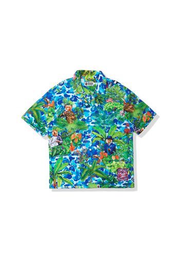 BAPE x Monkey 47 Open Collar S/S Shirt Blue