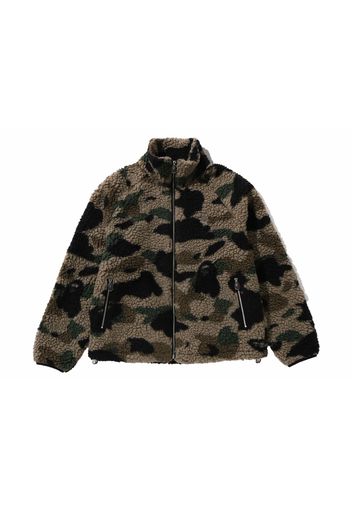 BAPE 1st Camo Metal Ape Head One Point Fleece Jacket Green