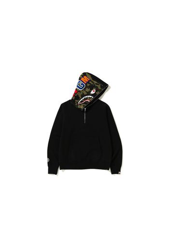 BAPE Shark Wide Half Zip Pullover Hoodie Black