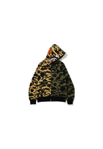 BAPE 1st Camo Half Shark Full Zip Hoodie Green/Yellow