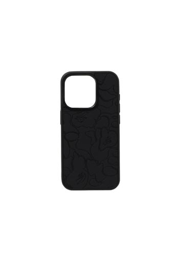 BAPE ABC Line Camo Embossed iPhone 15 Pro Case Black