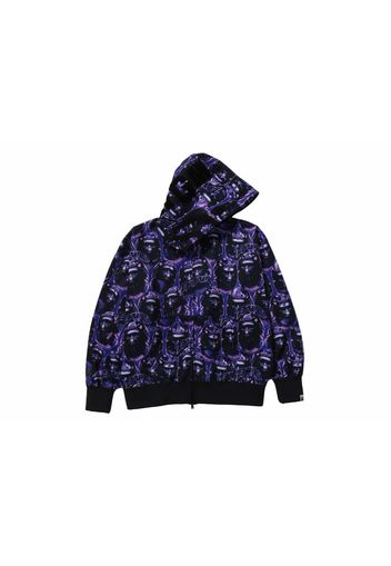 BAPE Ape Head Graffiti Shark Full Zip Hoodie Purple