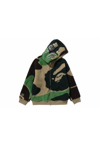 BAPE Mega ABC Camo Shark Boa Hoodie Jacket Green