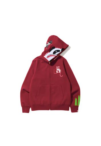 BAPE Panda Full Zip Hoodie Red White