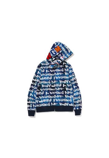 BAPE Graffiti Check Shark Full Zip Hoodie Blue