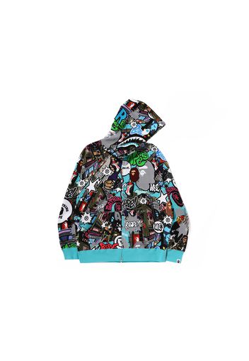 BAPE Comic Art Shark Zip Hoodie Multicolor