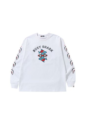 BAPE Busy Shark Relaxed Fit Heavy Weight L/S Tee White