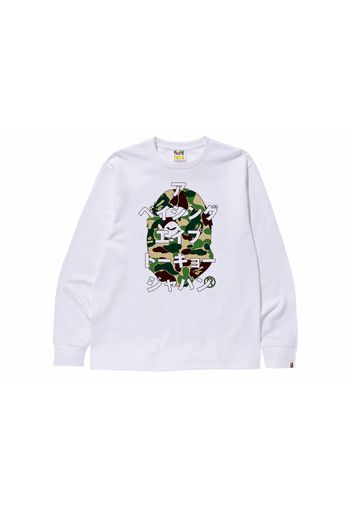 BAPE ABC Camo Japanese Letters Long Sleeve Tee White/Green