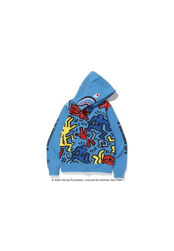 BAPE Keith Haring Shark Full Zip Hoodie 1 Blue