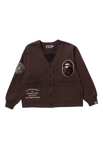 BAPE College Badges Sweat Cardigan Brown