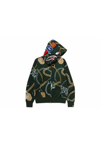 BAPE Jewels Shark Full Zip Hoodie Green