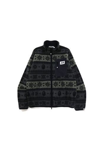 BAPE Snow Pattern Relaxed Fit Zip Fleece Black