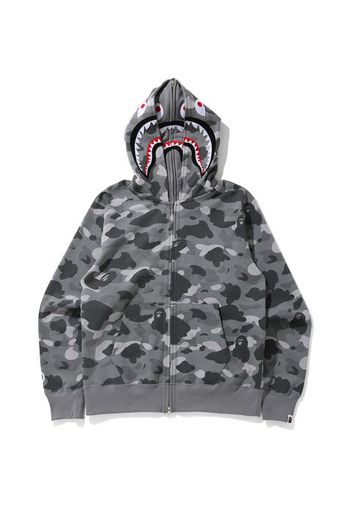 BAPE Color Camo Shark Wide Full Zip Double Hoodie Gray