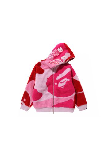 BAPE Mega ABC Camo Shark Boa Hoodie Jacket Pink