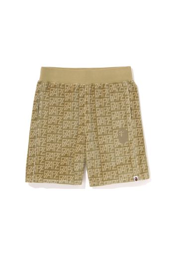 BAPE Logo Monogram Velour Shorts Beige