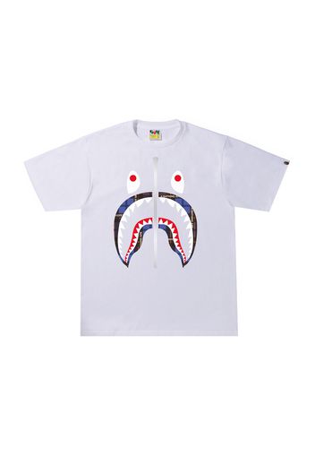 BAPE Logo Check Shark Tee White/Blue