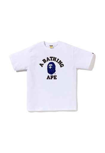 BAPE Logo Monogram College Tee White Navy