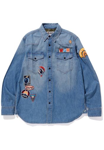 BAPE Crazy Patch Denim Shirt Indigo