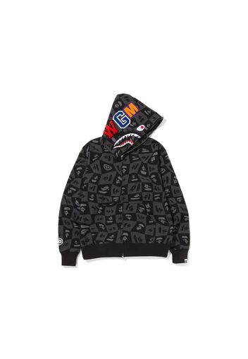 BAPE Distortion Shark Relaxed Fit Full Zip Hoodie Black