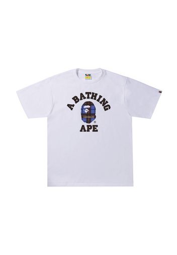 BAPE Logo Check College Tee White/Blue