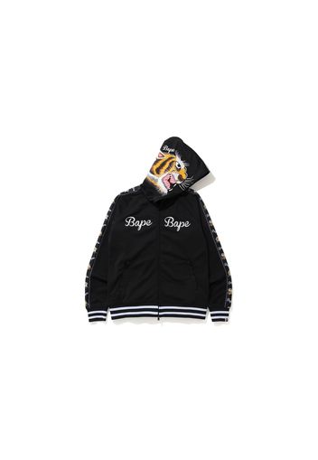 BAPE Tiger Jersey Full Zip Hoodie Black