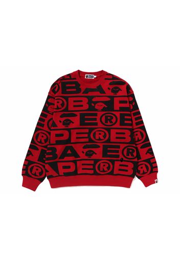 BAPE Lux Sport Pattern Oversized Crewneck Red