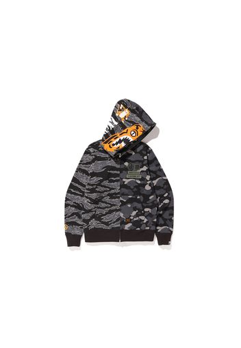 BAPE x Undefeated Tiger Shark Half Full Zip Hoodie Black